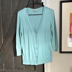 LOFT Aqua Button-Up Cardigan